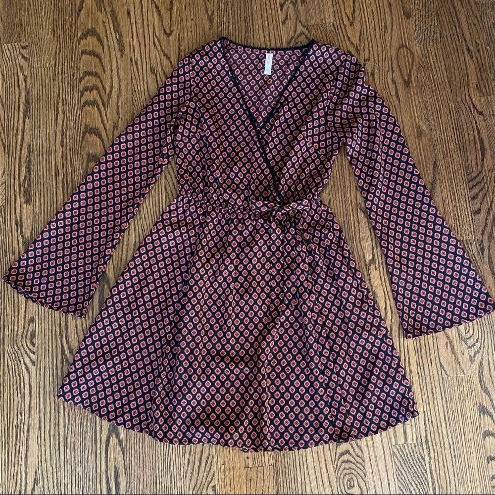 Printed Faux Wrap Dress